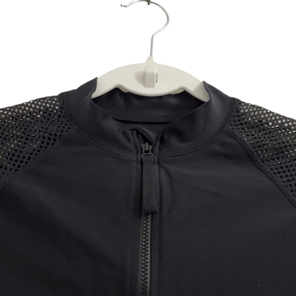 J. Crew Rash Guard Small  Black Mesh Insert Long Sleeve  Swim Cover Up Stretch - Picture 2 of 11